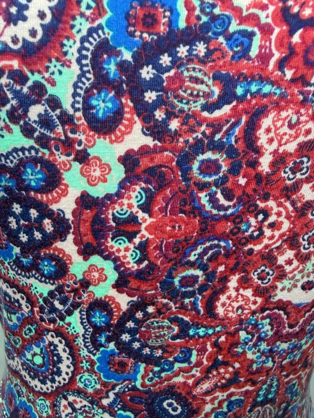 LuLaRoe Red and Blue Paisley Nicole Scoop-Neck Dress, Large - Picture 2 of 7